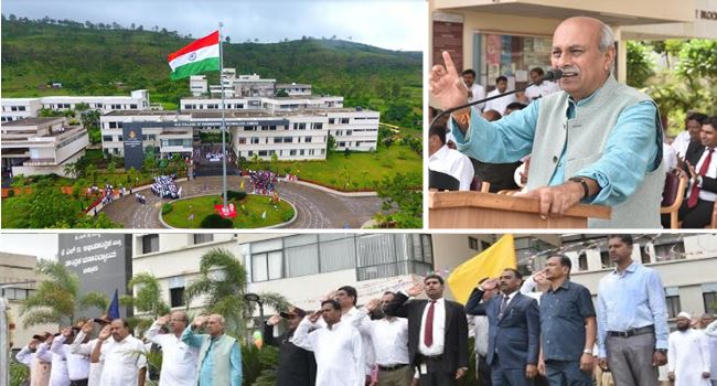 100 feet flag hoisting by Dr. Prabhakar Kore