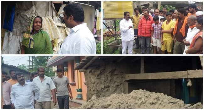 Former MLA Sanjaya Patil visit flood victims and damage area