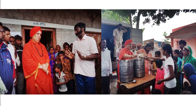 Hukkeri Shri distributed sweets to The flood victims